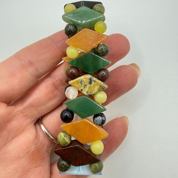 Multi-stone and opalite glass stretch bracelet! - Picture 5 of 9